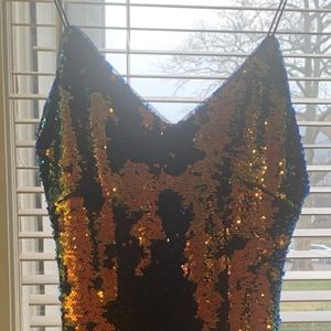 Blue sequin party dress